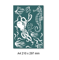 Seaside  seahorse and octopus A4,210 x 297mm.Min buy 3